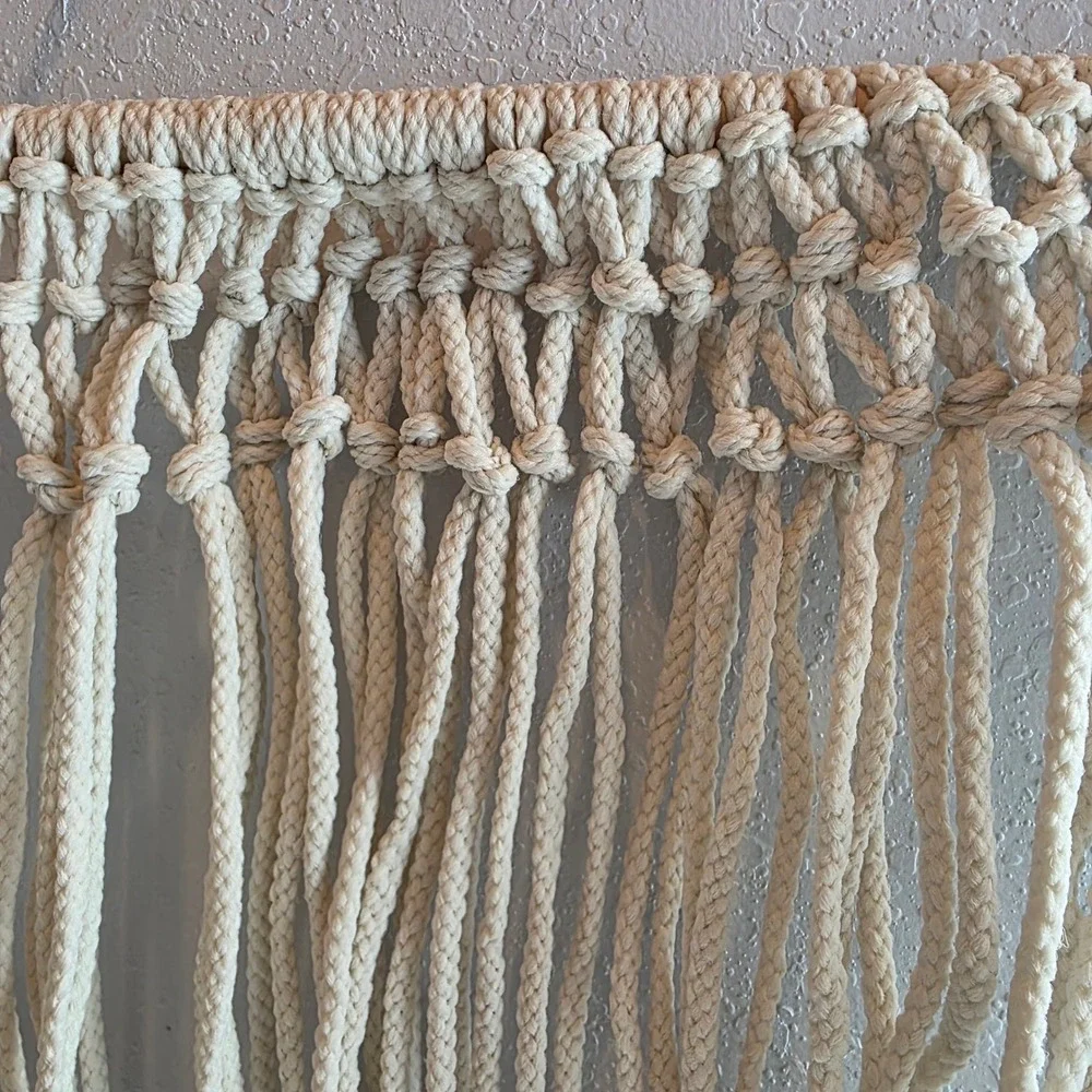 Boho Macrame Wall‎ Hanging Tapestry Natural Cotton Rope Wood Dowel Boho Chic